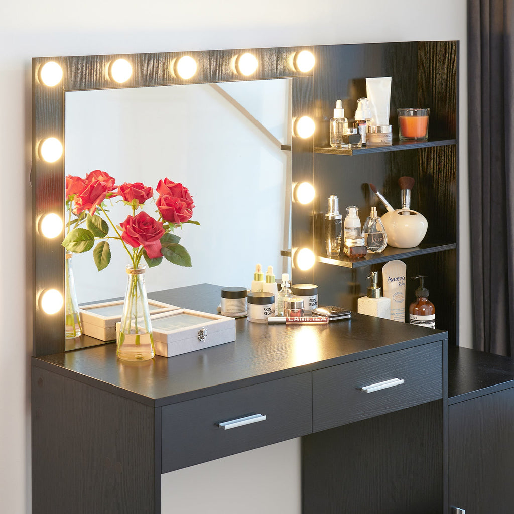 Vanity Desk with Mirror and Lights