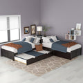 L-Shaped Platform Bed with Trundle and Built-in Desk
