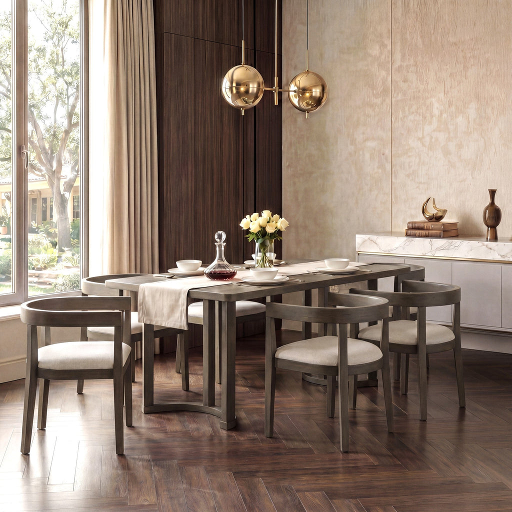 TREXM 7 Piece Dining Table Set for 6, Espresso