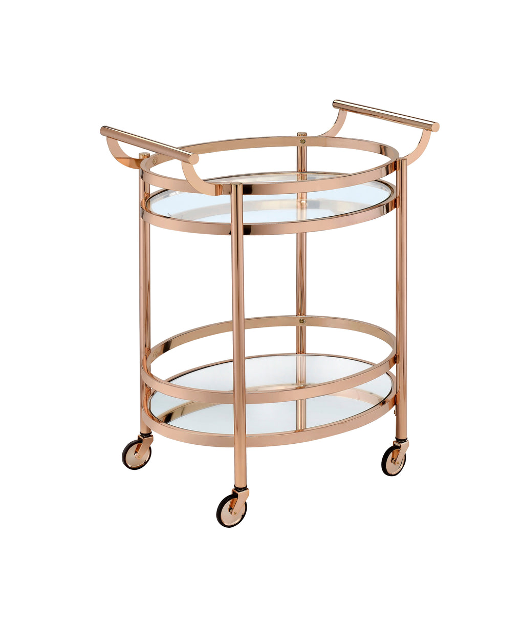 Lakelyn Clear Glass & Rose Serving Cart