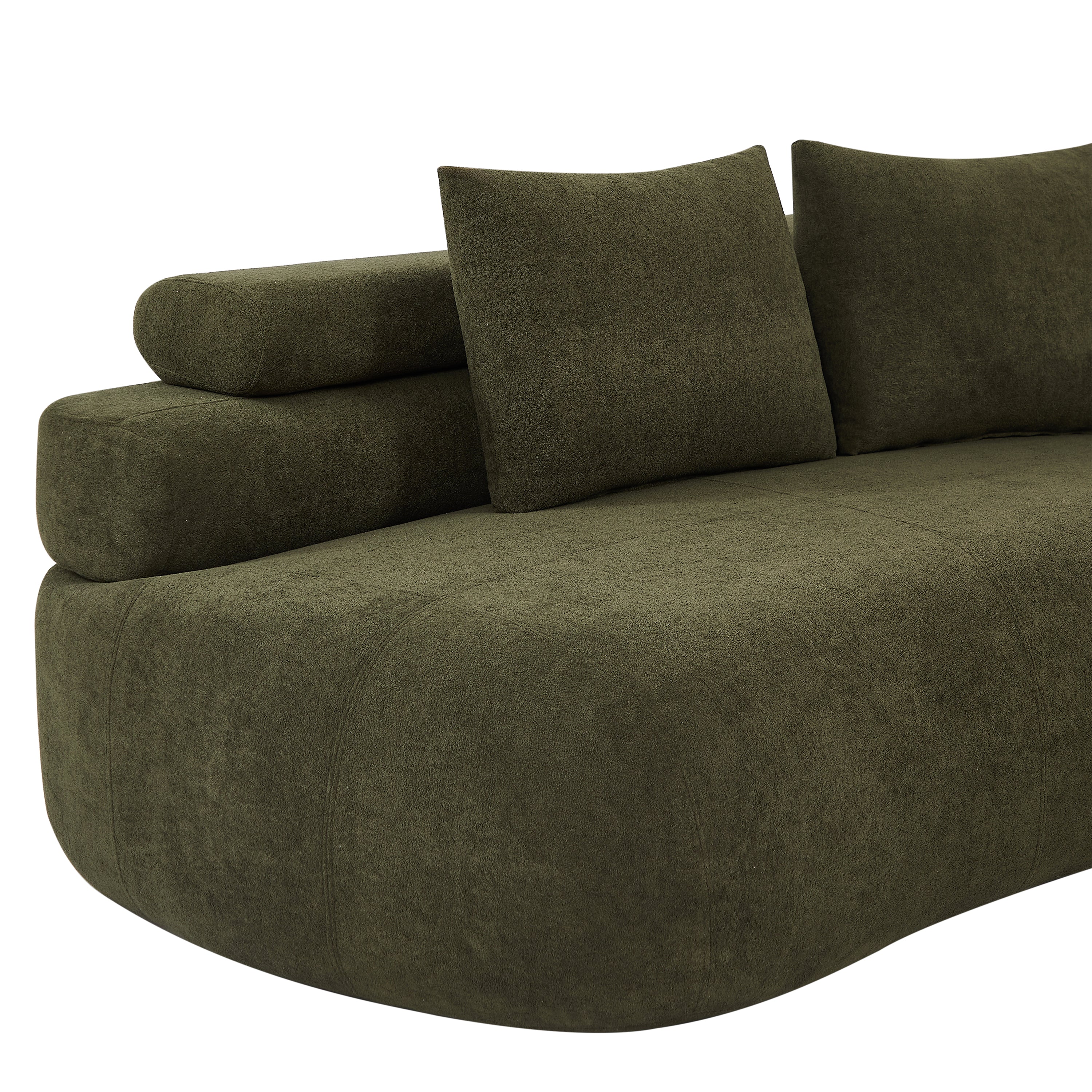 122" Curved Sectional Sofa (Olive Green)