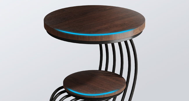 19.68" Round Vintage End Table with 2-Tier Storage – Rustic