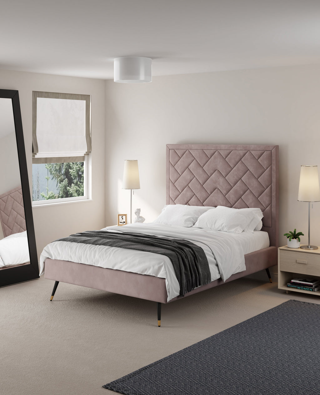 Crosby Upholstered Velvet Full Bed