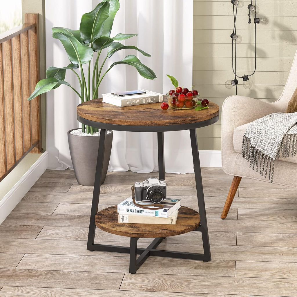 19.68" Industrial End Table with Storage Shelf