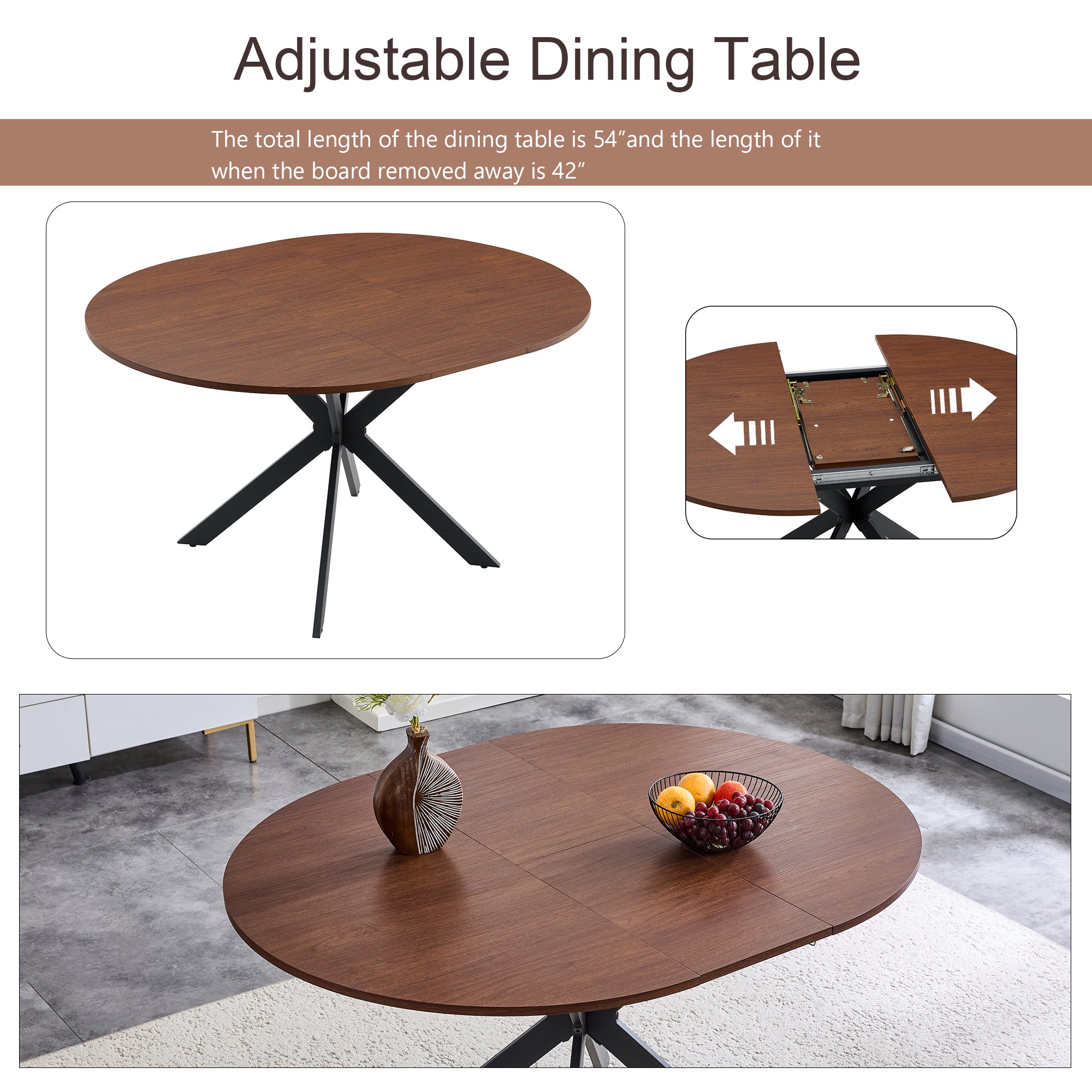 Extendable Round Dining Table (43" to 54")