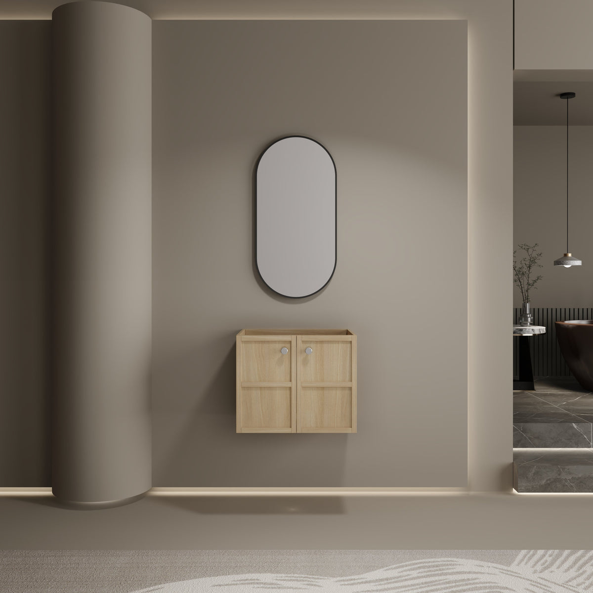 24" Wall-Mounted Bathroom Vanity, 2-Soft Closing Door