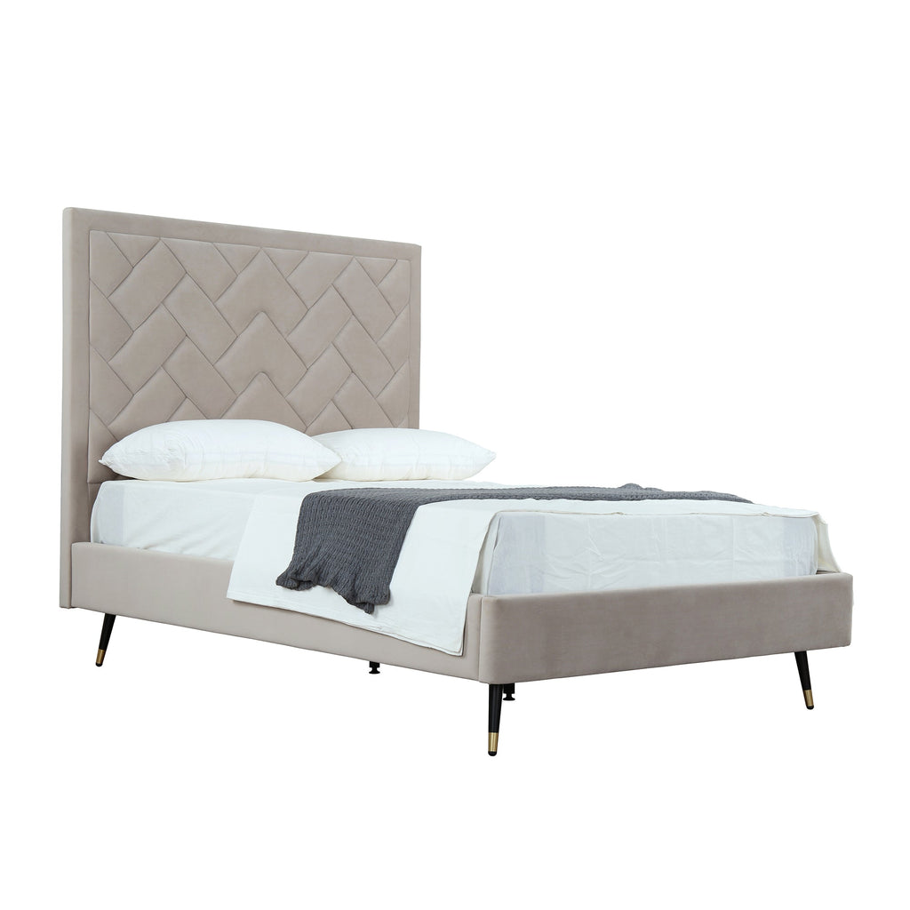 Crosby Upholstered Velvet Full Bed in Greige