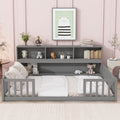 Full Floor Bed With Side Bookcase, Shelves & Guardrails