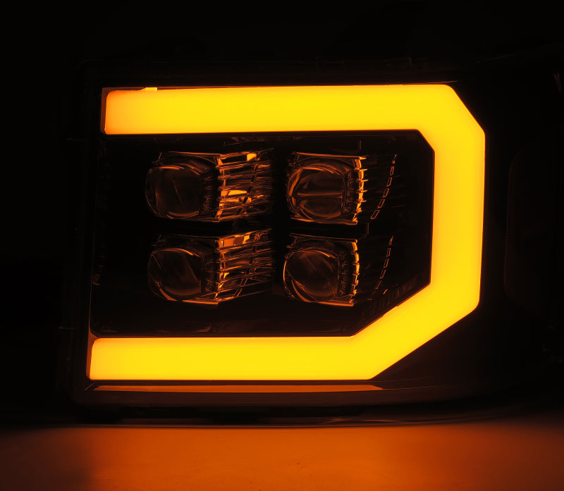 AlphaRex 07-13 GMC 1500HD NOVA LED Proj Headlight Plank Style Gloss Blk w/Activ Light/Seq Signal/DRL 880609 *Discontinued