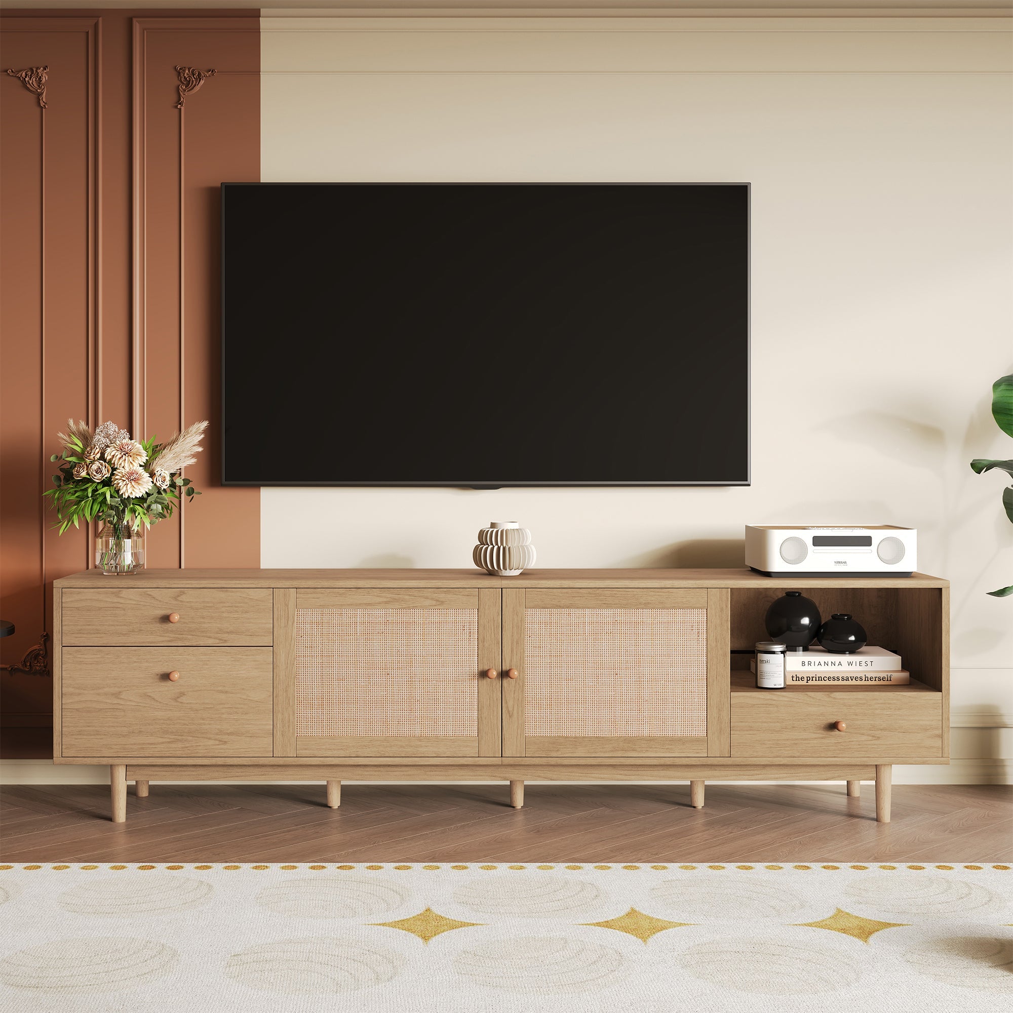 Boho TV Stand for 65, 75, 85 Inch TV