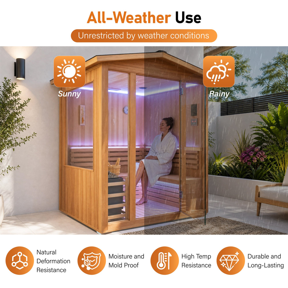 6000W Outdoor Traditional Steam Sauna With Fragrant Cedar Wood