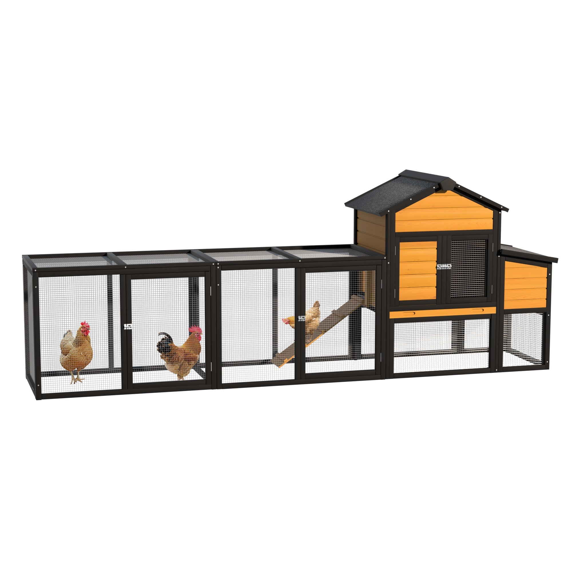 119.5” Outdoor Wooden Chicken Coop with Run