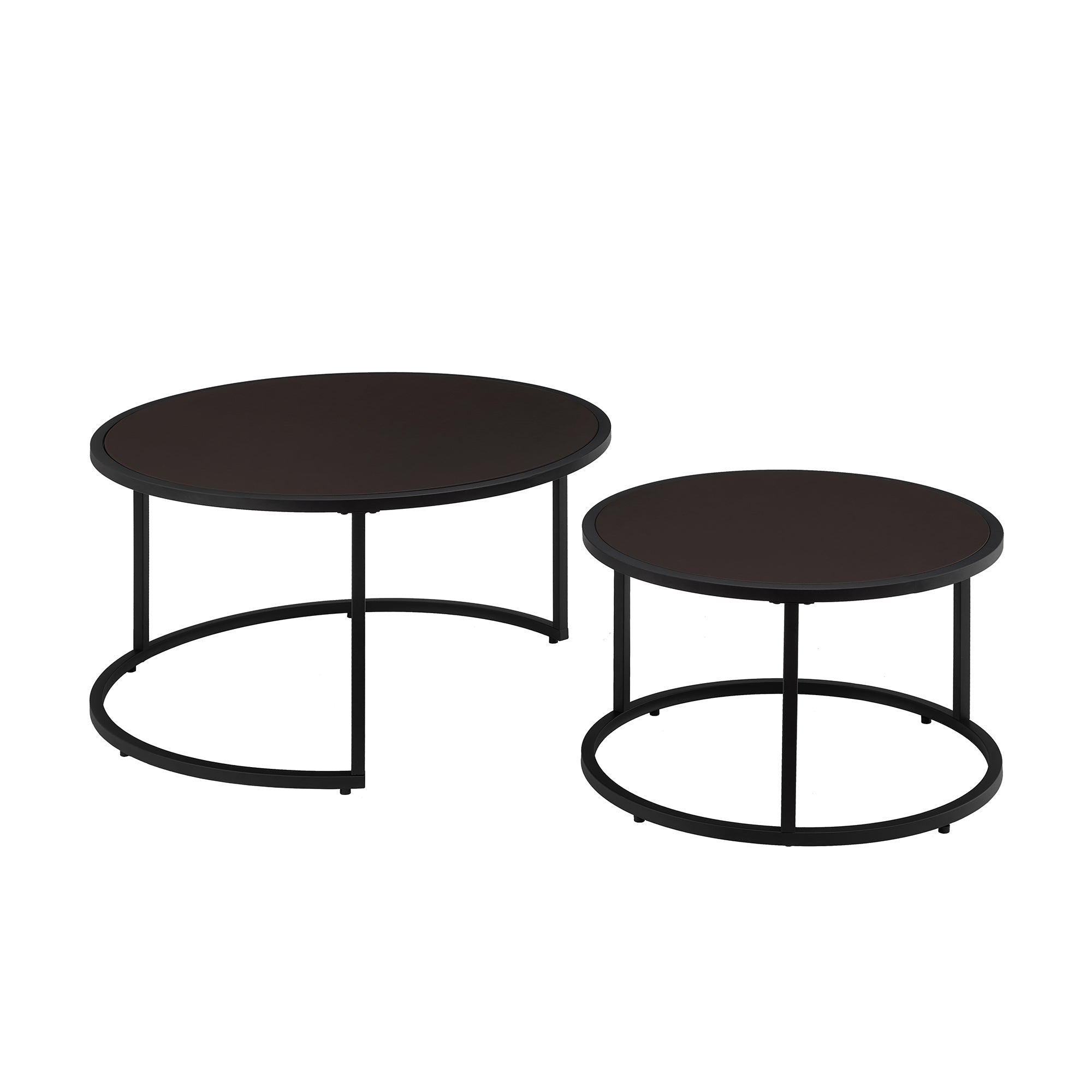 Modern Faux Leather Nesting Round Coffee Table