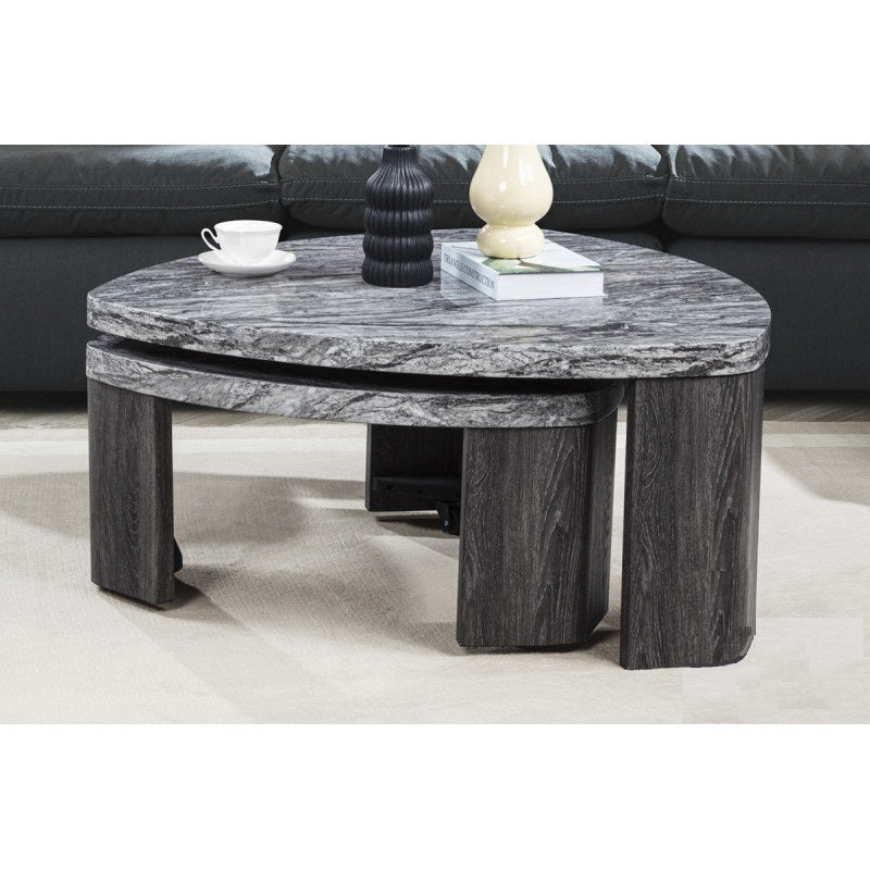 Granite Gray Marble-Look Coffee Table Set