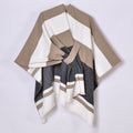 Womens Striped Tassel Cross-Strap Warm Cape Shawl