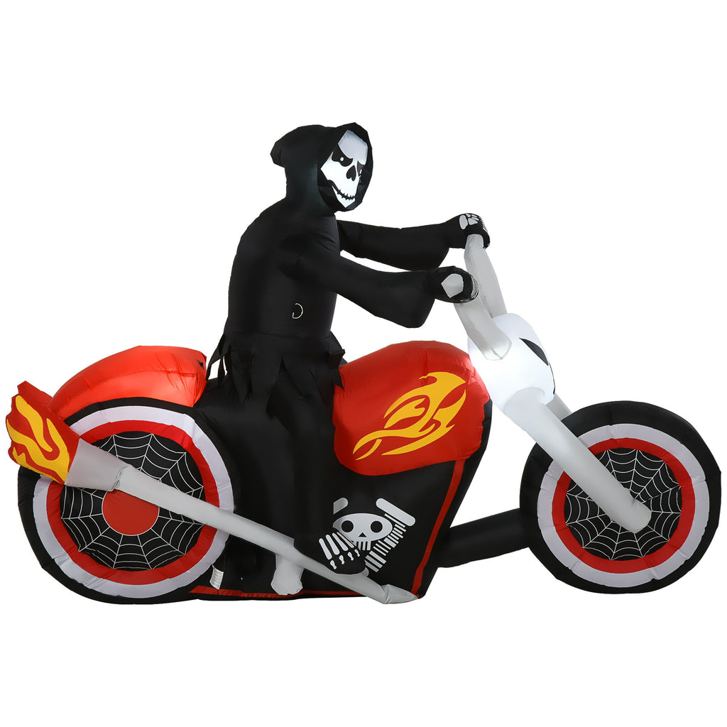 HOMCOM 6' Halloween Inflatable Ghost Biker Decoration