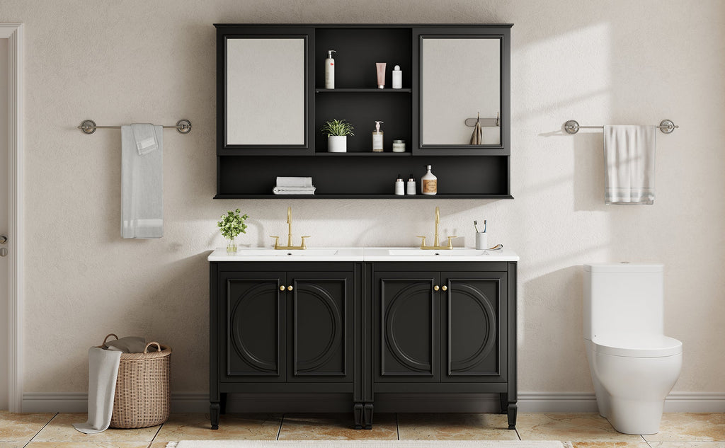 60" Double Sink Bathroom Vanity Set with Tall