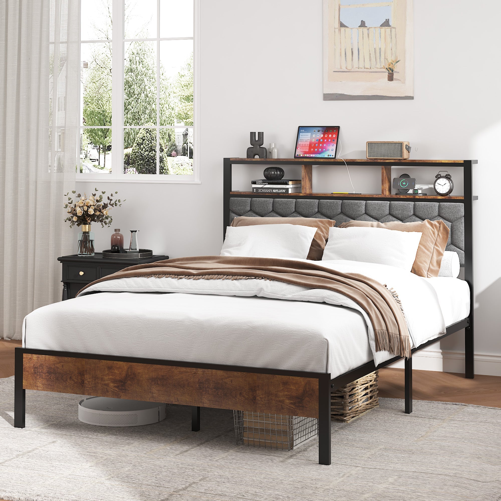 Full Size Wooden Platform Bed Frame
