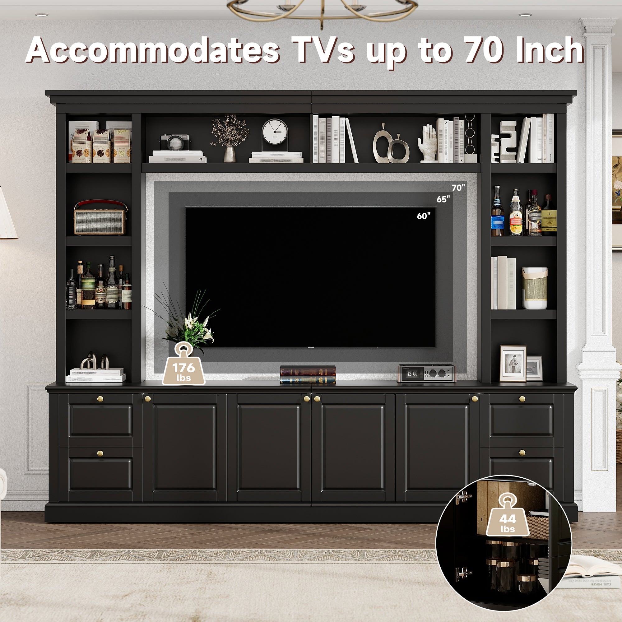 All-in-One Modern TV Stand with Bookcase