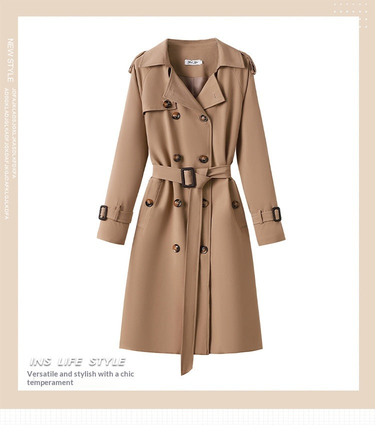 Sophisticated Mid-length Trench Coat For Women