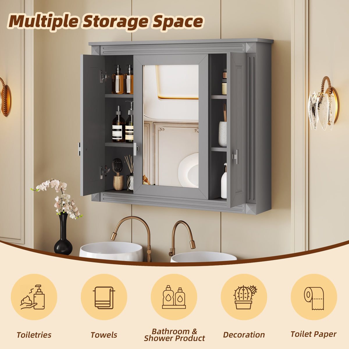 Bathroom Wall Cabinet with Mirror