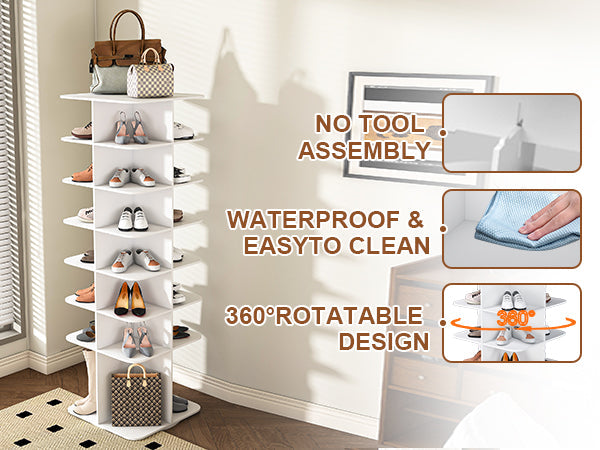 7-Tier Rotating Shoe Rack Tower
