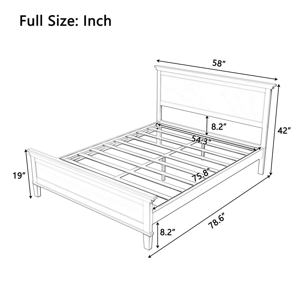 Mid-Century Modern Wood Platform Bed - Full Size