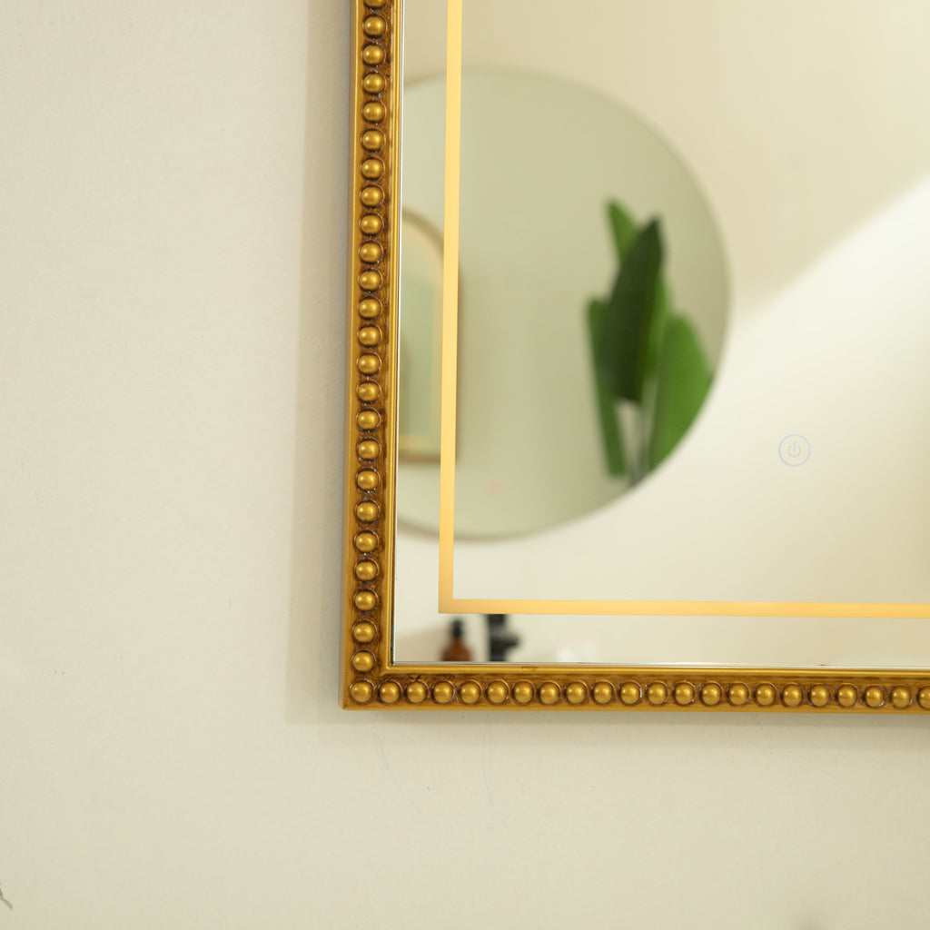 20'' Avri Mirror - Golden Beaded Arch-shaped Decorative Mirror
