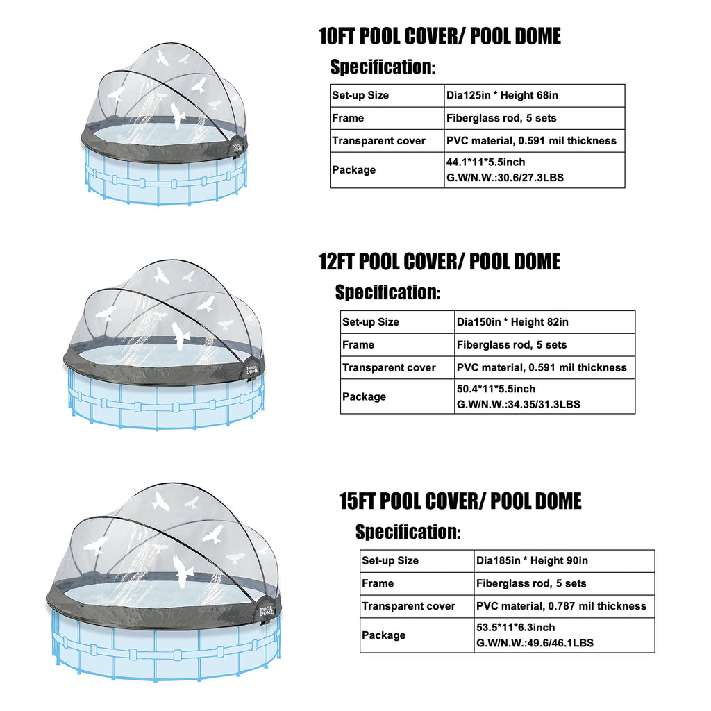 15 FT Round Multifunctional All Weather Cover Pool Dome Enclosure