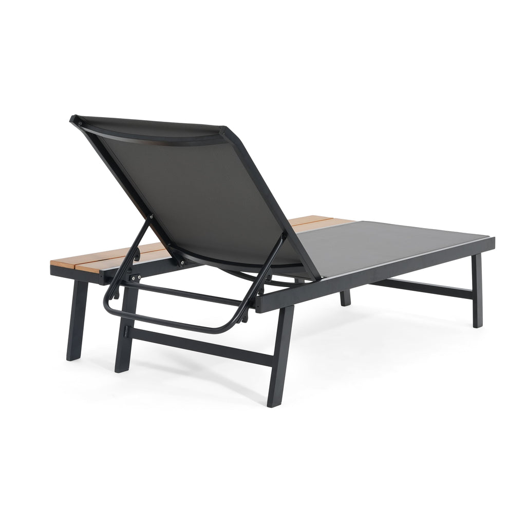 Waterloo Chaise Lounge With Attached Wood Side Table, Set Of 2