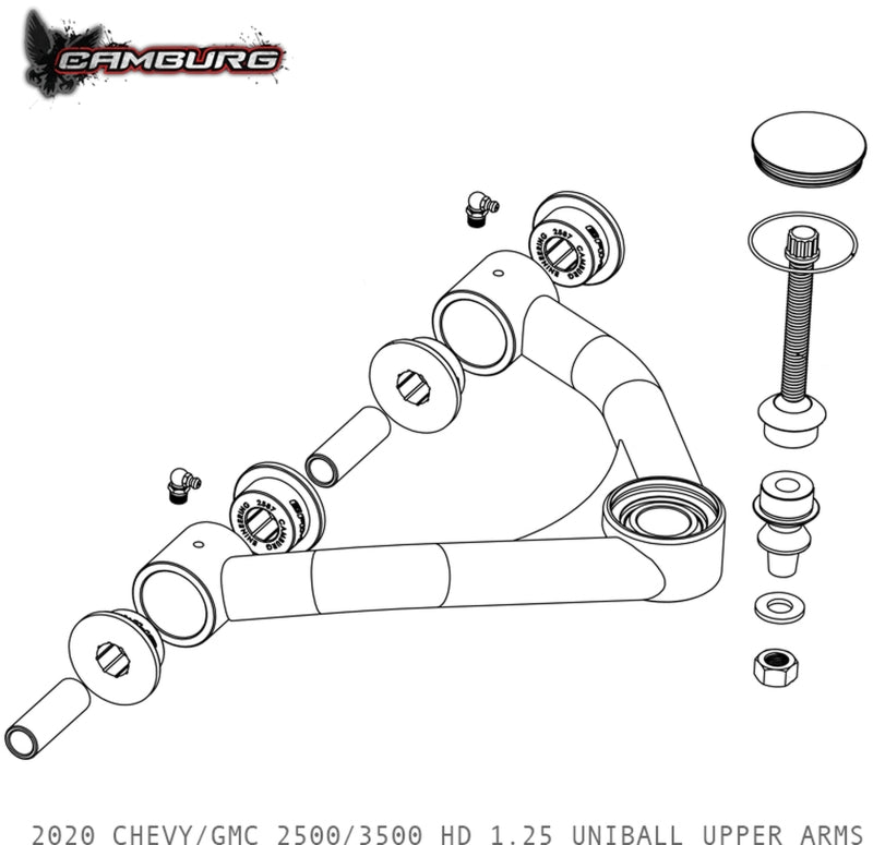 Camburg Chevy/GMC 2500/3500 HD 2WD/4WD 20-23 1.25in Performance Uniball Upper Arms (w/ covers) CAM-210081