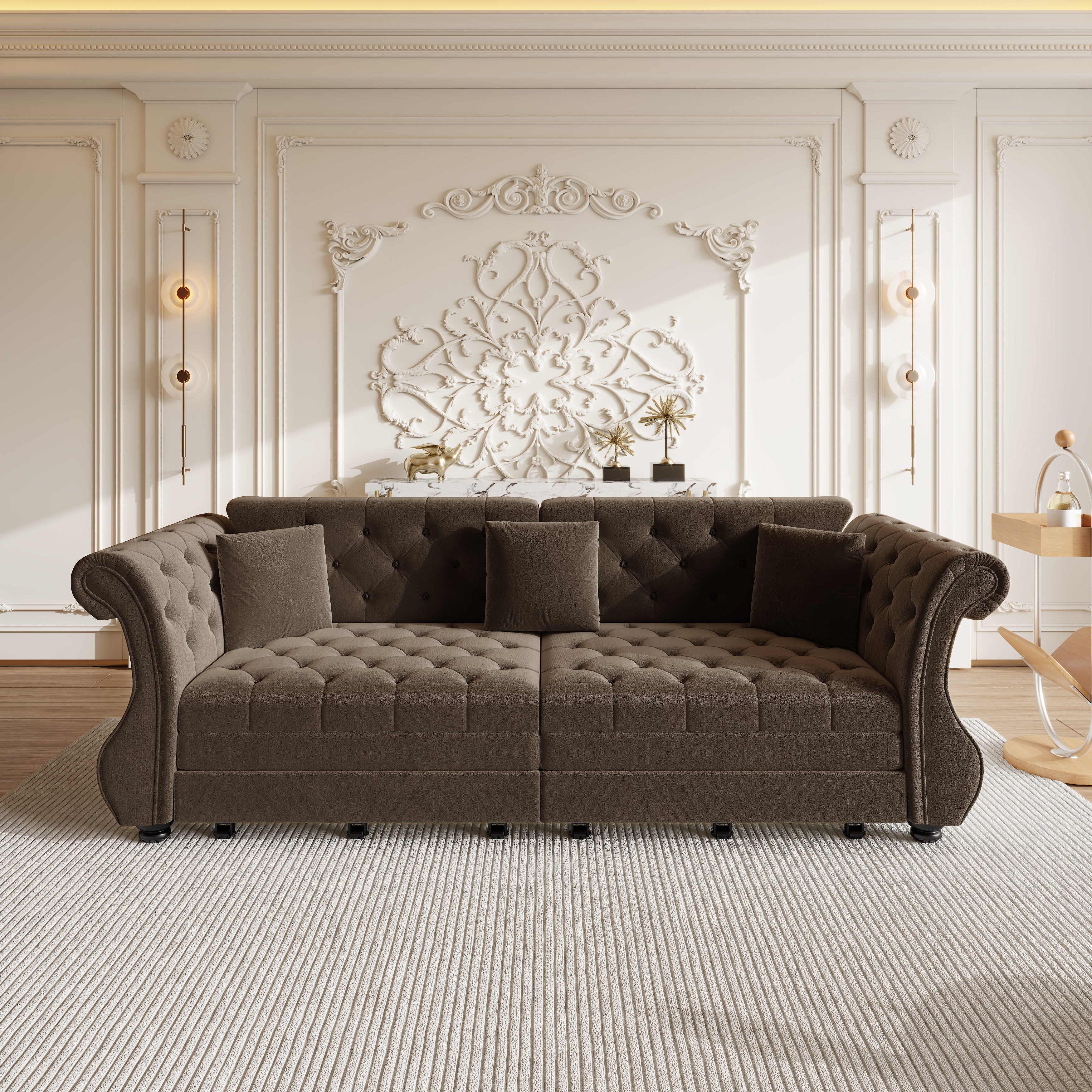 97.6" Oversized Chesterfield Pull Out Sofa Bed