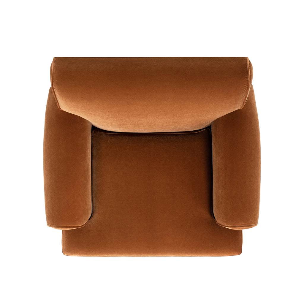 Alana 38" Lawson Accent Arm Chair with Metal Casters, Burnt