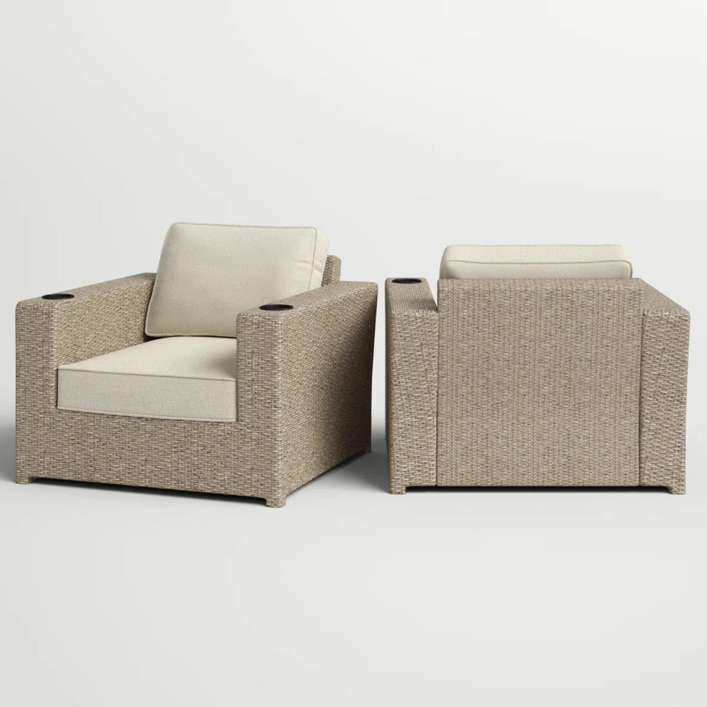 Fully Assembled Outdoor Lounge Chairs with Cushions, Set of 2