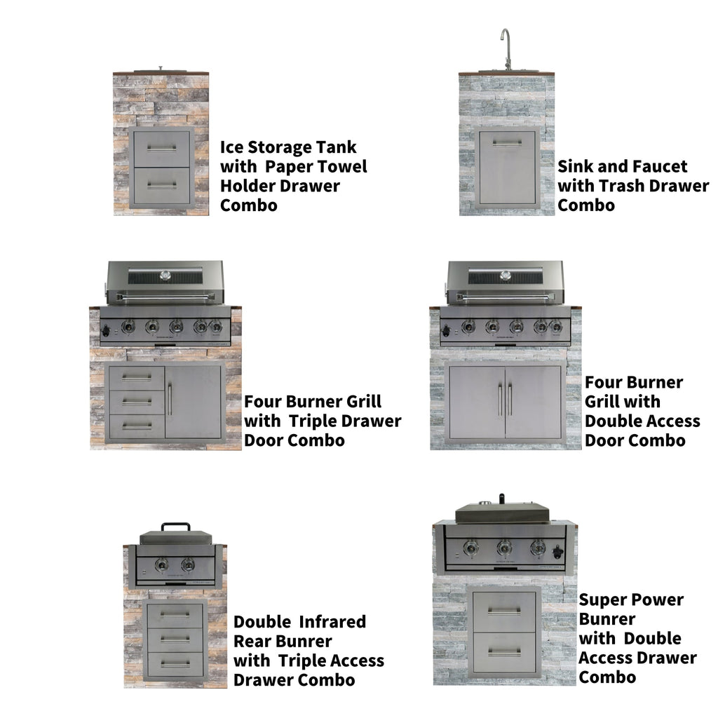 Built-in Outdoor Kitchen 32" LPG Gas Grill with Ice Box