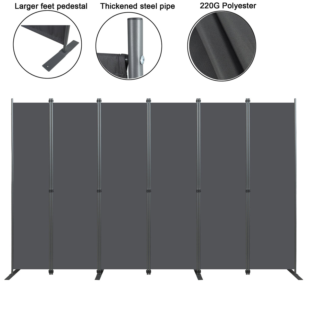 Room Divider 6-Panel - Black