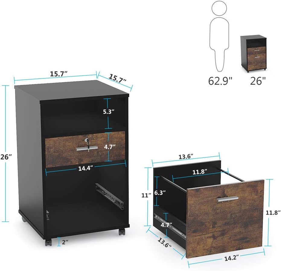 Mobile File Cabinet with Lock