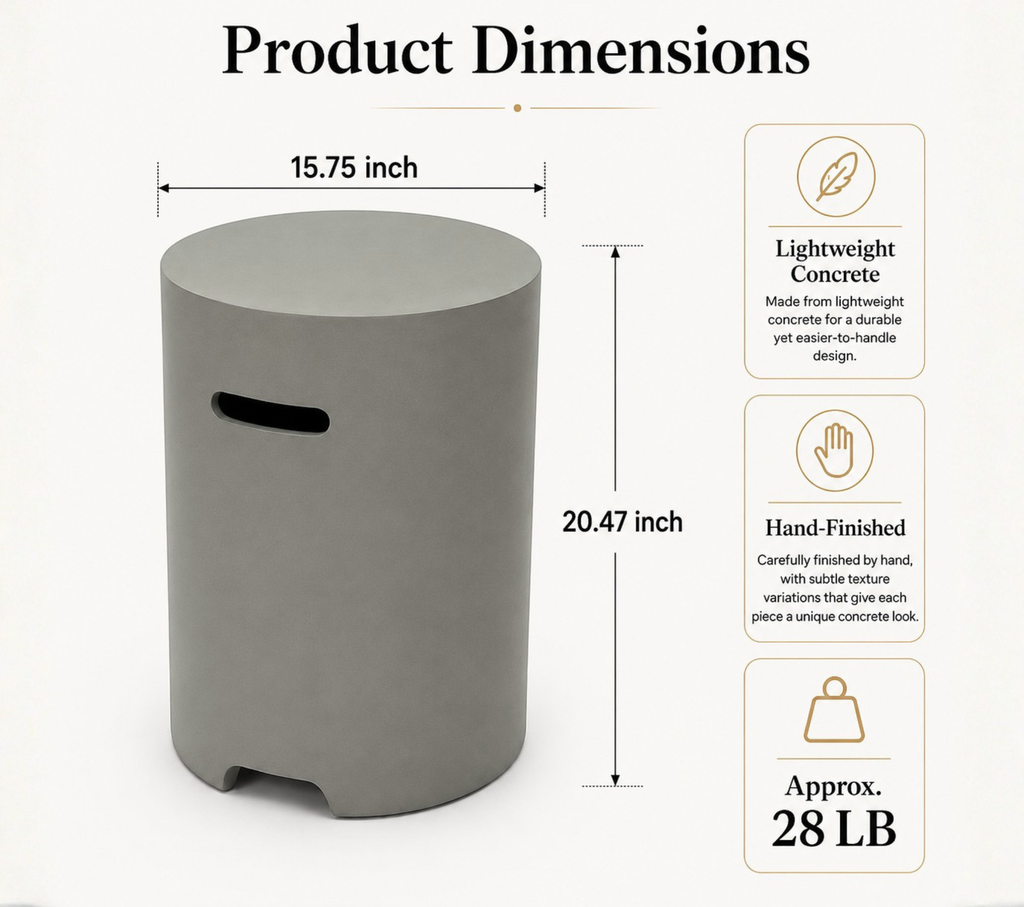 Propane Tank Cover Table - Lightweight Concrete Design