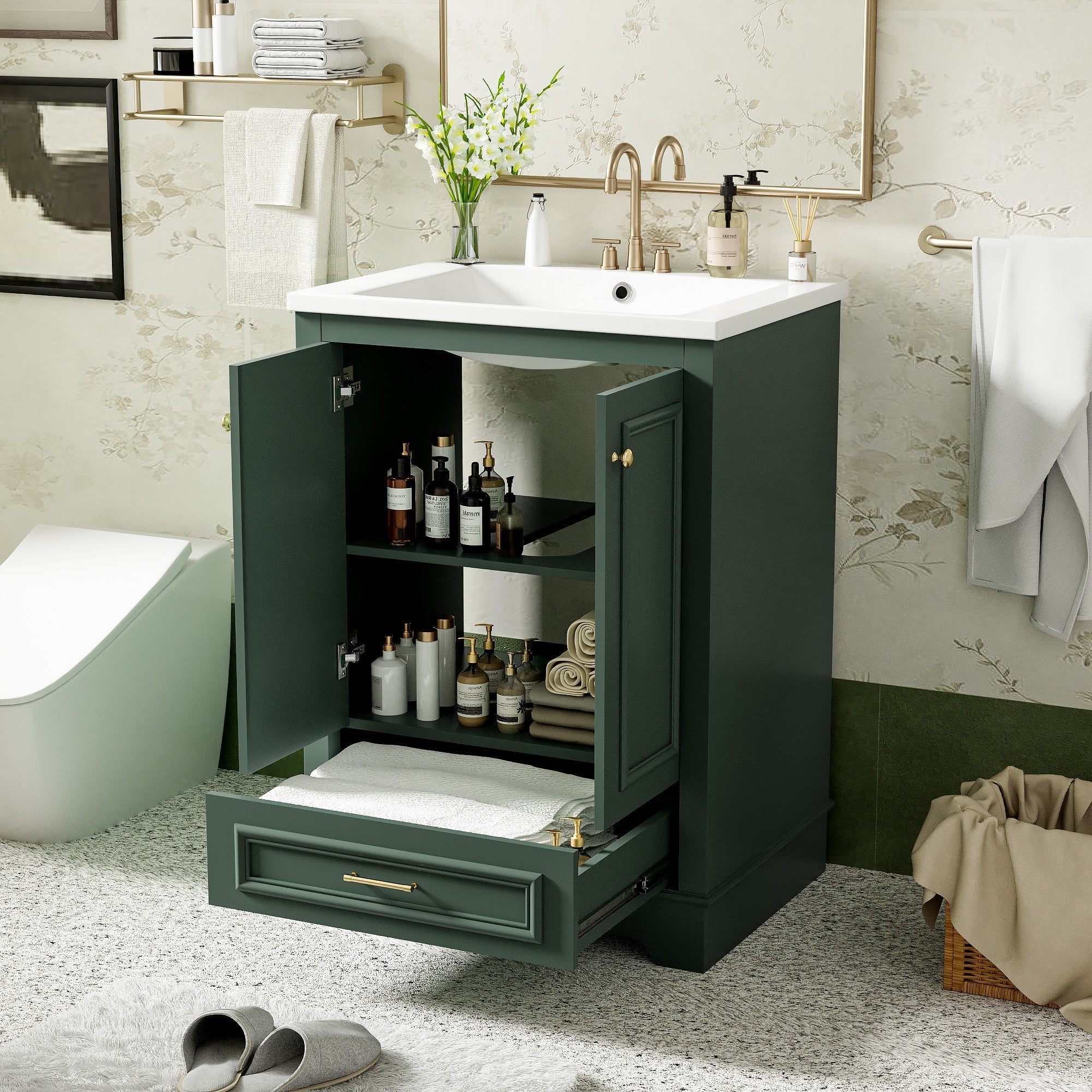 24'' Bathroom Vanity with Ceramic Sink Combo