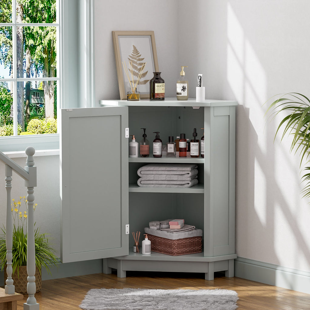 Grey Triangle Corner Bathroom Cabinet