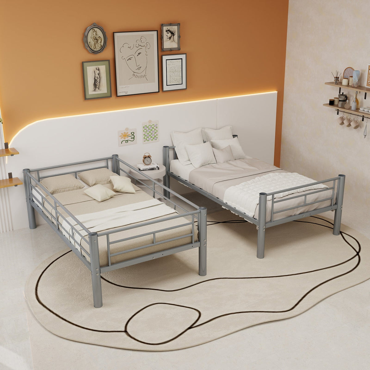 Convertible Twin Metal Bunk Bed Frame