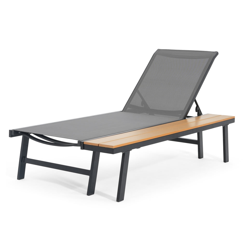 Waterloo Chaise Lounge With Attached Wood Side Table, Set Of 2