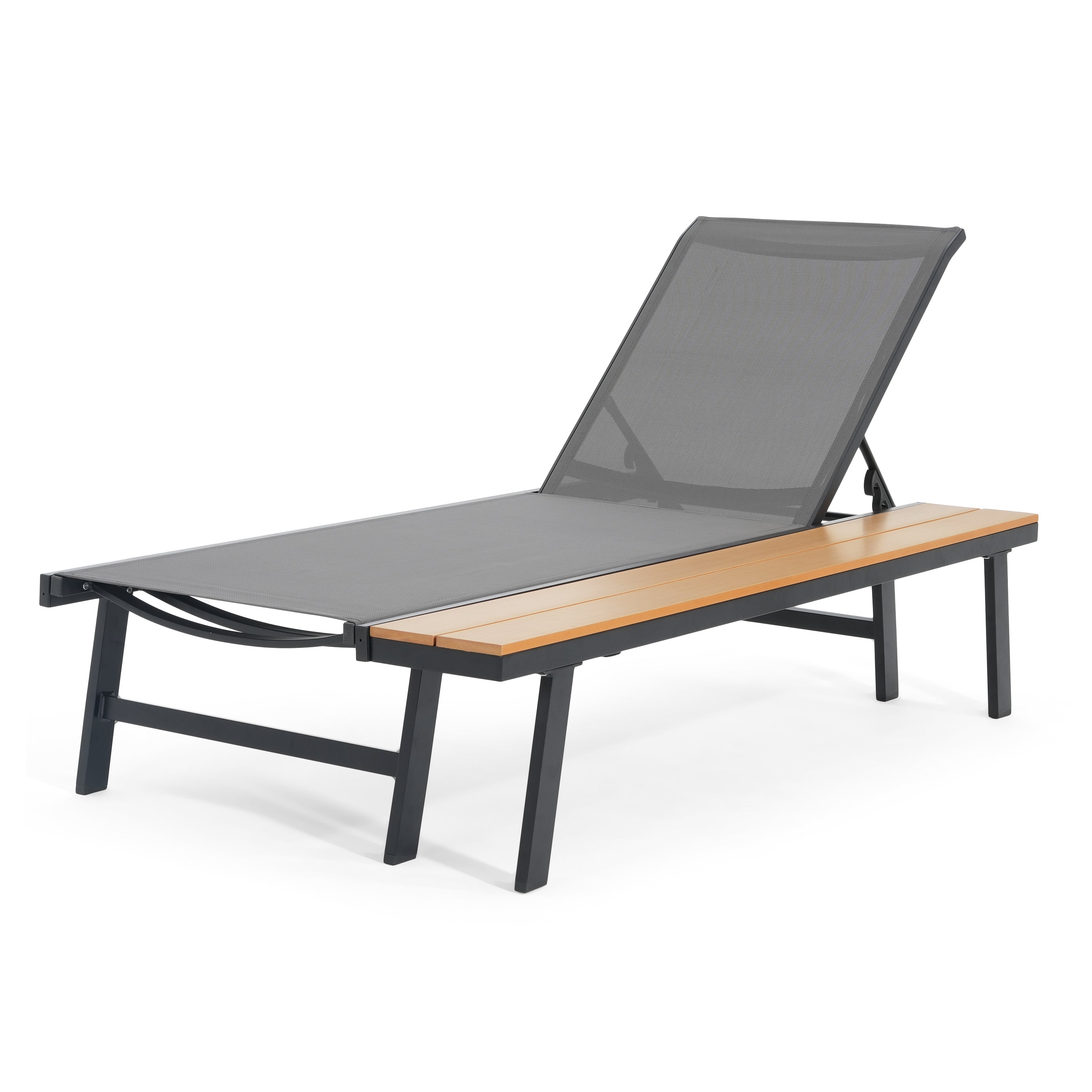 Waterloo Chaise Lounge With Attached Wood Side Table, Set Of 2