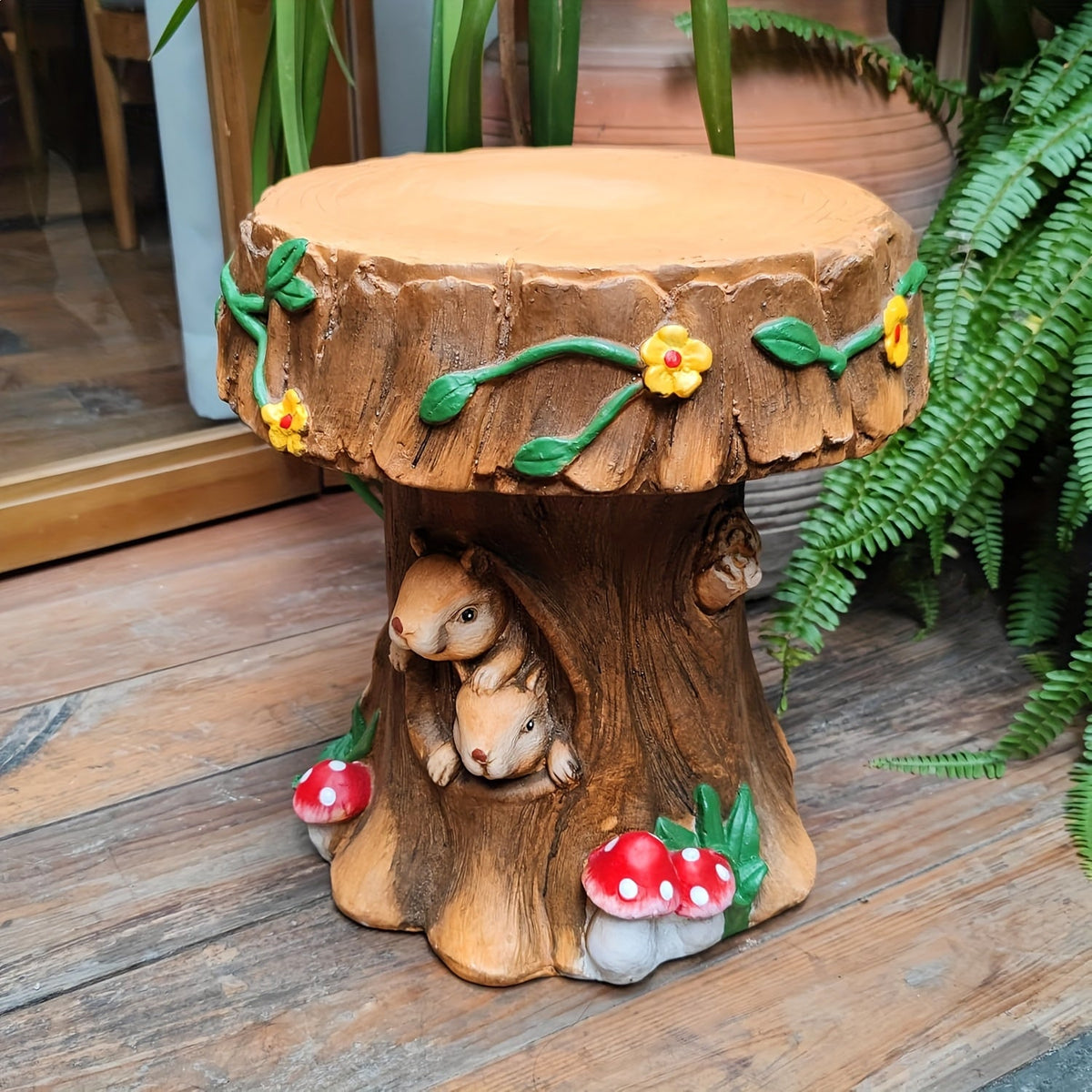 12.6" Resin Squirrel Garden Chair