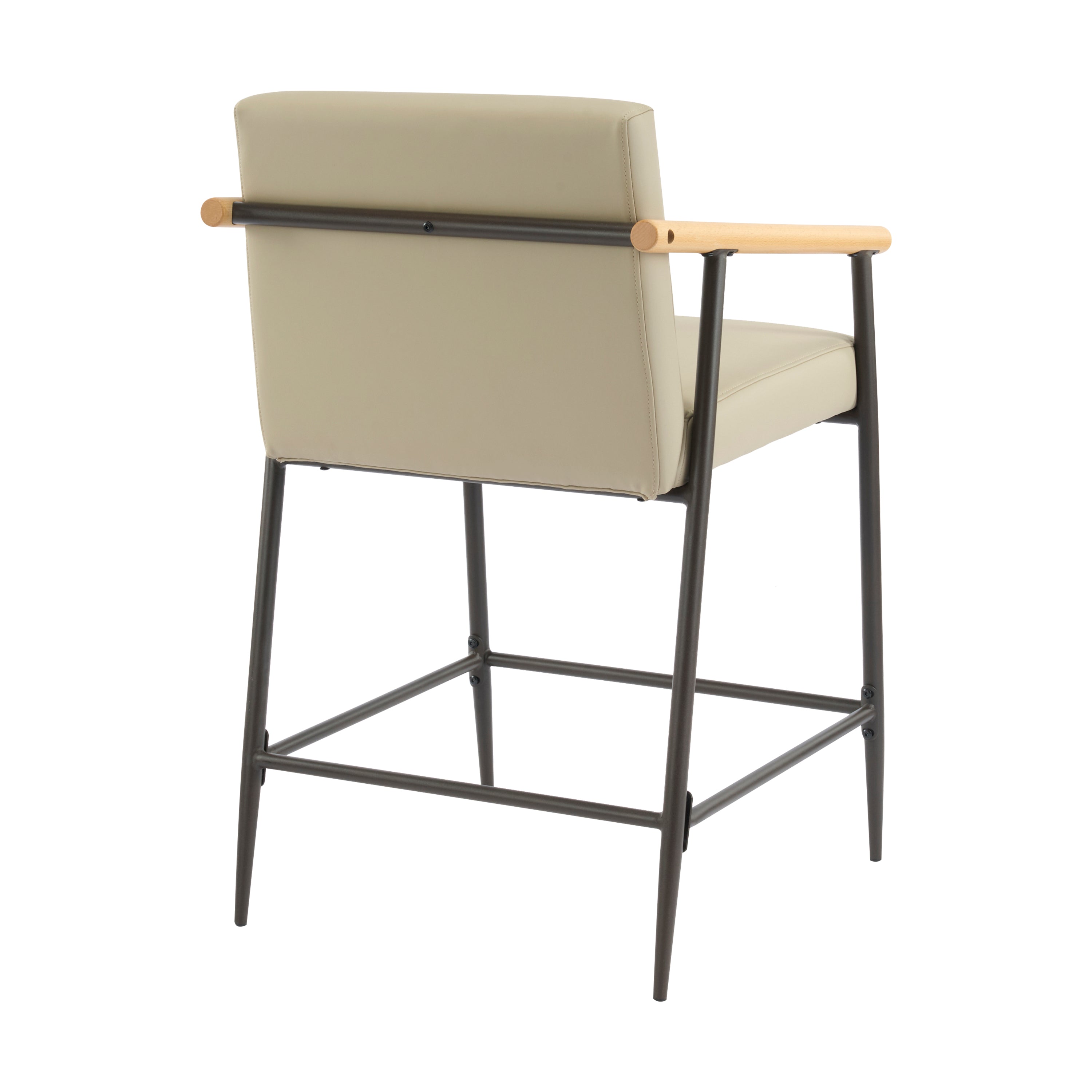 Counter Stool with Iron Frame - Set of 2 - Espresso + Khaki