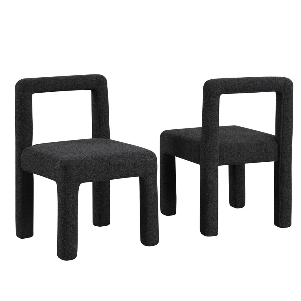 Modern Dining Chair Set of 2, Boucle Upholstered