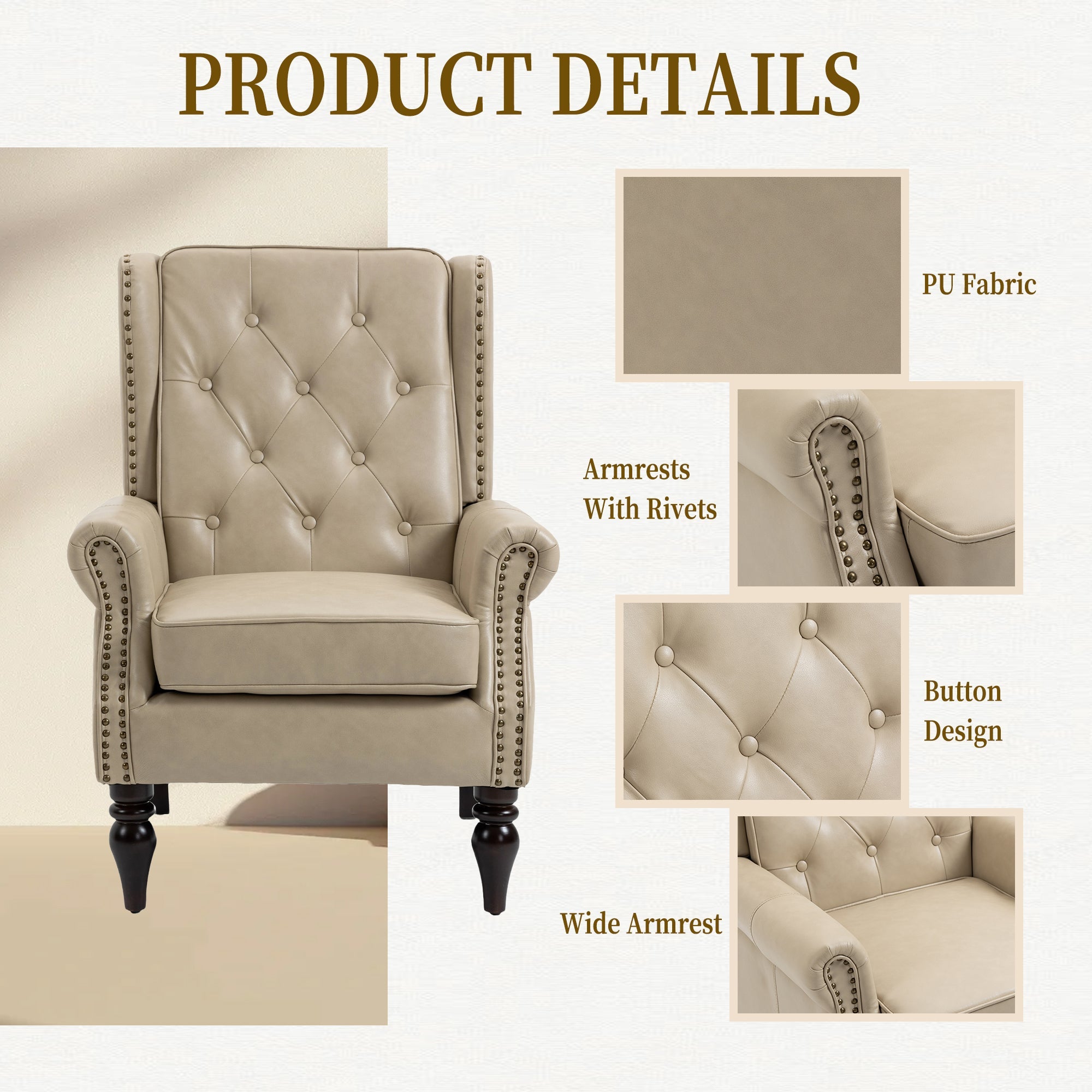 Wood Frame Armchair - Modern Accent Chair Lounge Chair