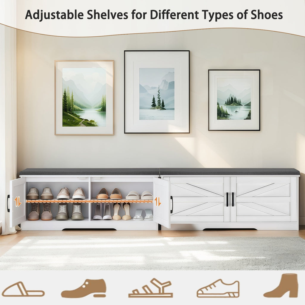2-Tier Storage Bench with Padded Seat Cushion