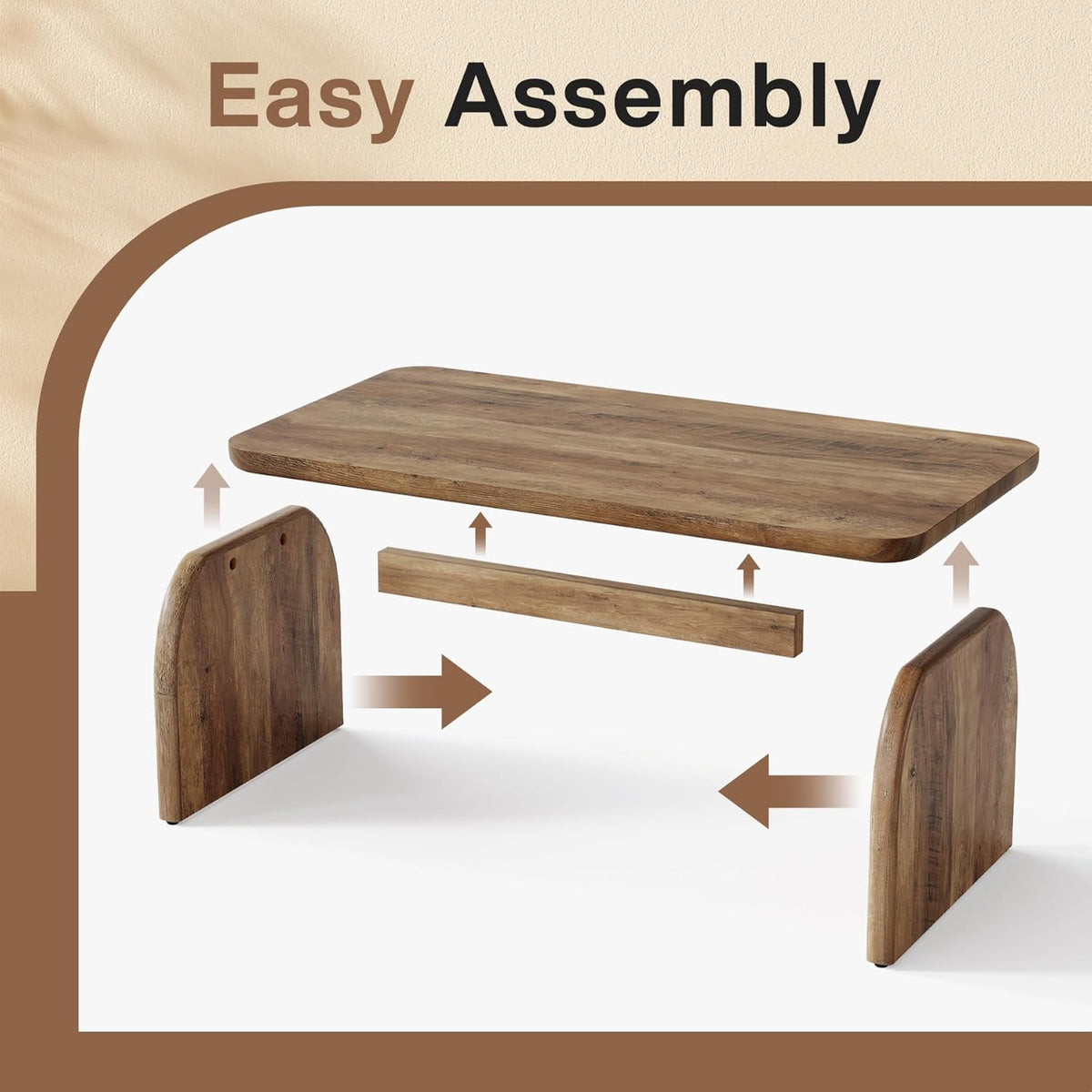 47" Rustic Brown Rectangle Coffee Table