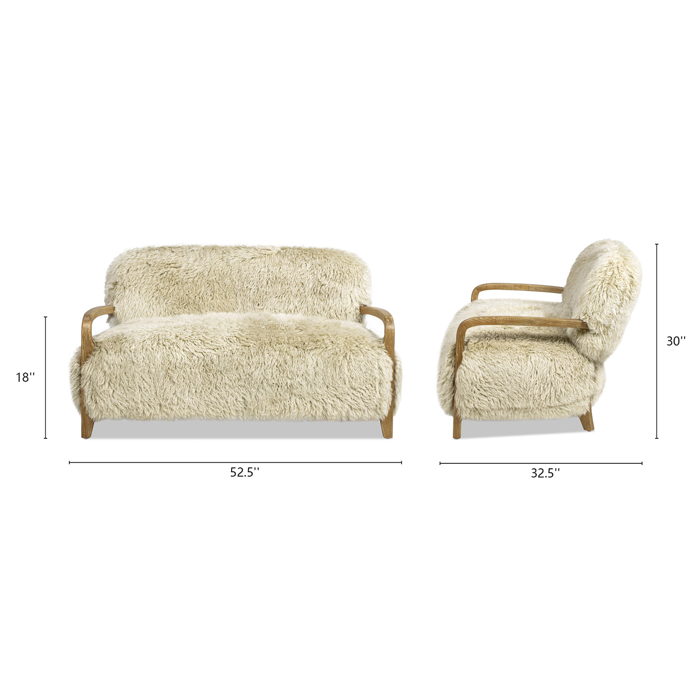 Enchante 52.5" New Zealand Sheepskin Accent Loveseat